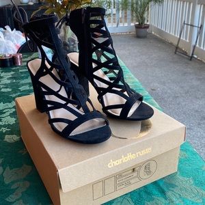 Luciana Black suede heels
